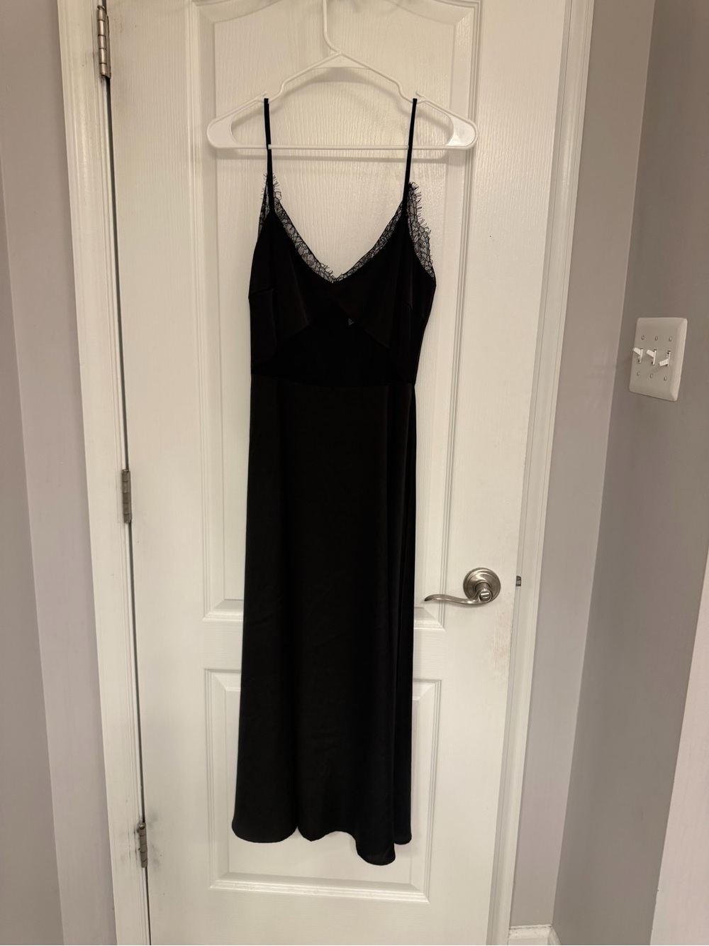 Petal & Pup Black Slip Dress with Lace Trim
